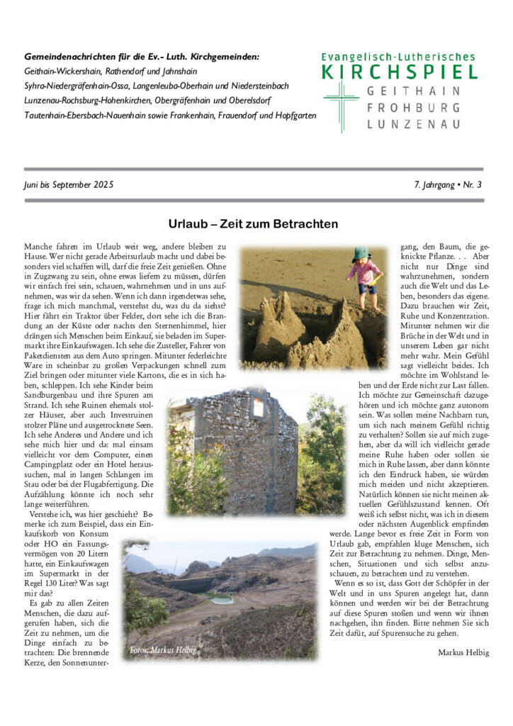 Gemeindebrief KSGFL – Juni–September 2025 – Titelseite