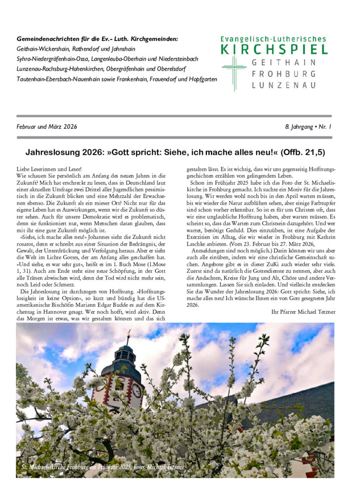 Gemeindebrief KSGFL – Februar–März 2026 – Titelseite