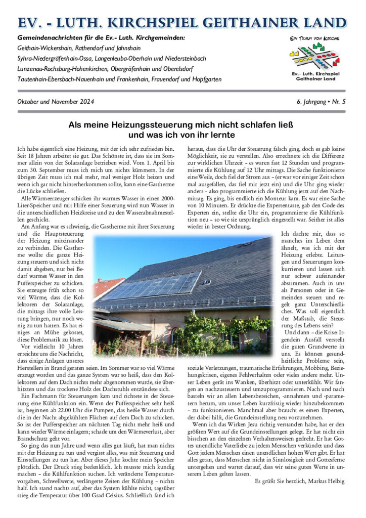 Gemeindebrief KSGL – Oktober–November 2024 – Titelseite